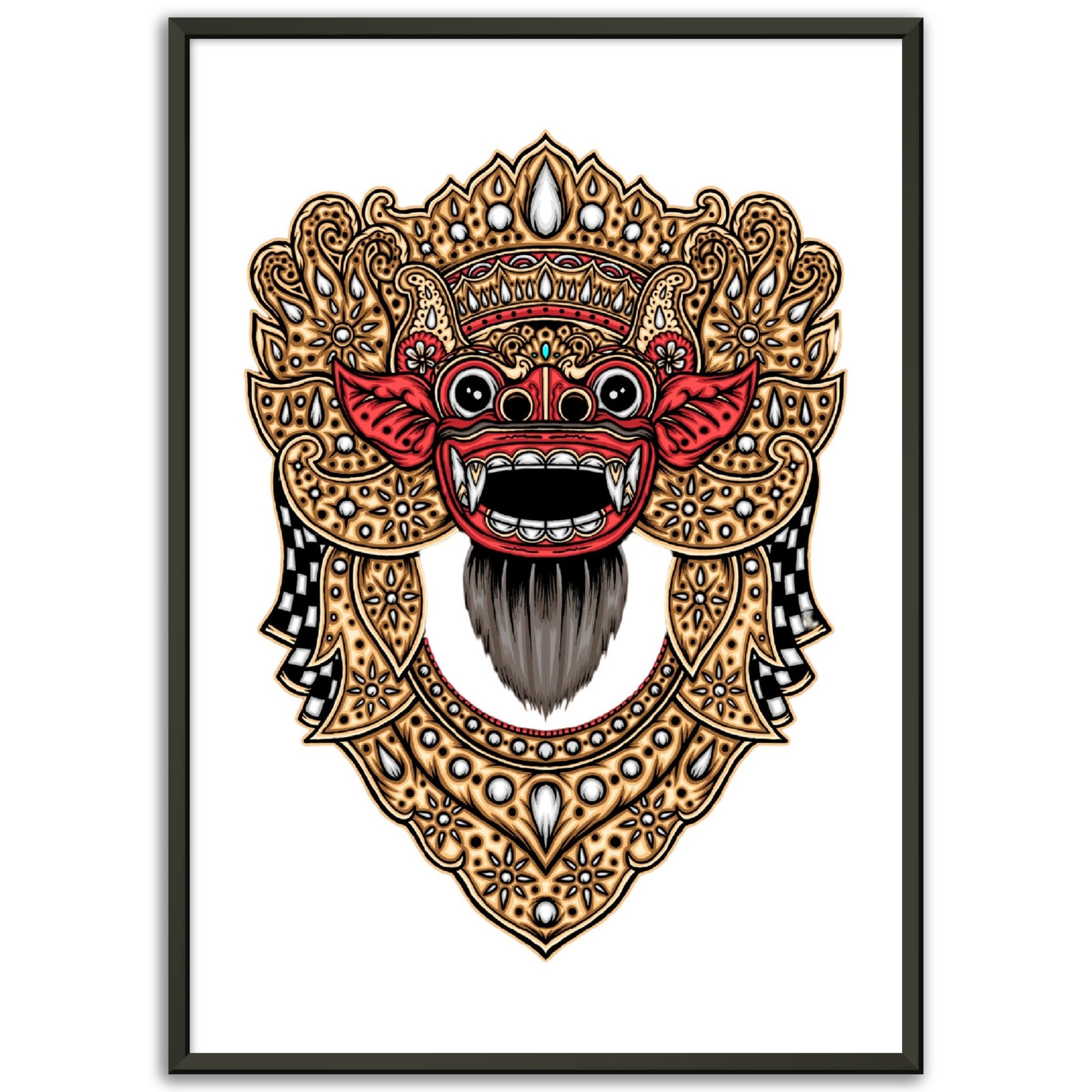 Barong Wall art Matt Poster in Metal Frame - Bali Vibes