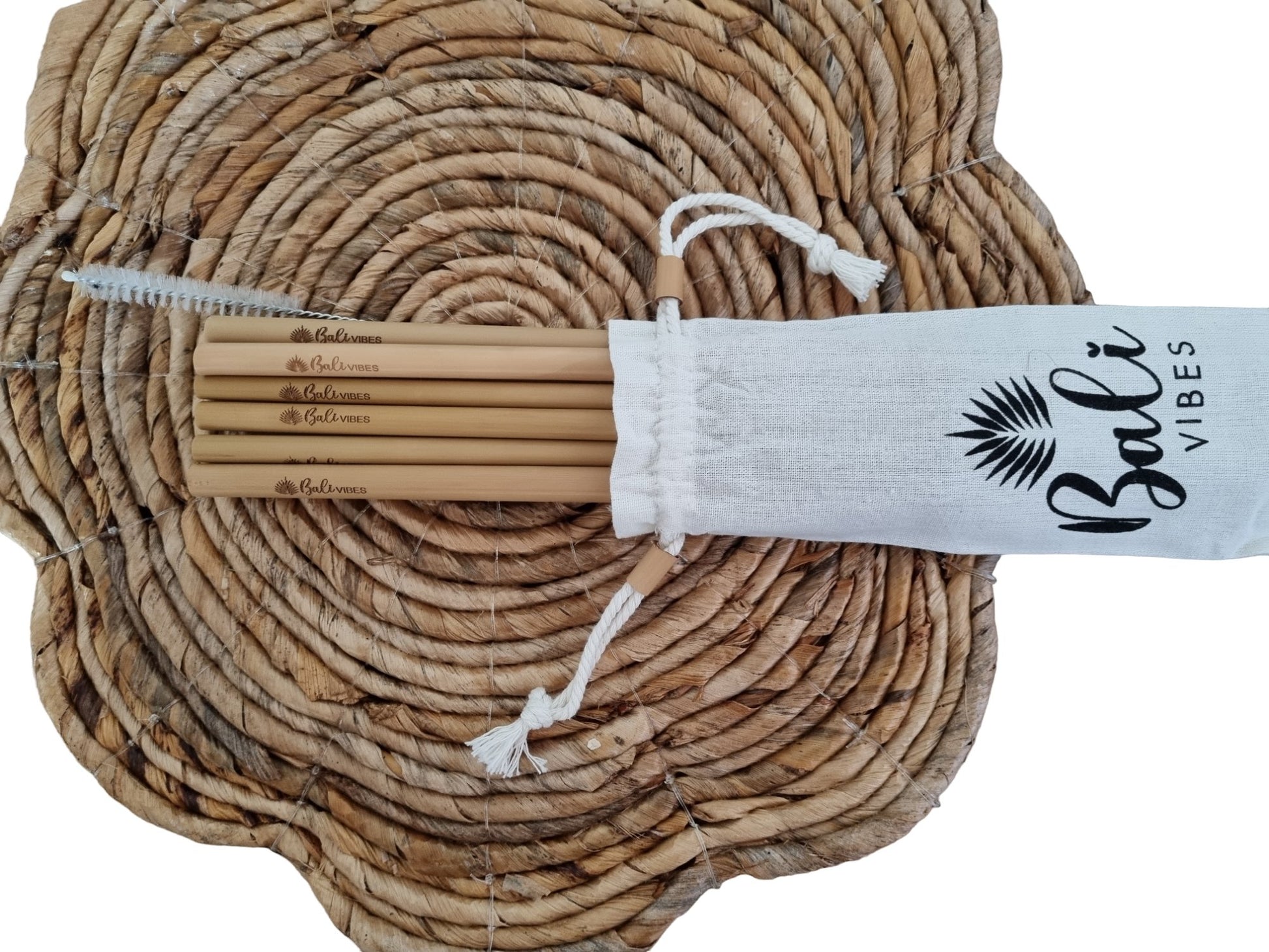 Reusable Bamboo Straws – 10 Pack & Natural Sisal Cleaner - Bali Vibes